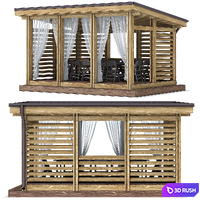 Arbor terrace veranda gazebo canopy 3D Model Vray, Corona