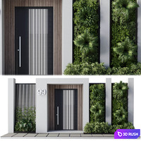 Door outdoor entrance and fence and graden 04 3D Model Vray, Corona