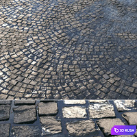 Material of wet radial paving 01 3D Model Vray, Corona
