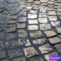Material of wet radial paving 01 3D Model Vray, Corona