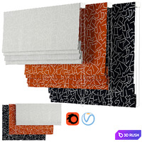 Roman Curtains 179 | Schumacher | Tangent Print 3D Model Vray, Corona