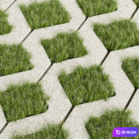 Collection plant vol 398 - grass - concrete - tileable 3D Model Corona