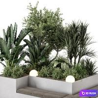 Backyard and Landscape Set Bush and Tree - Set 1180 3D Model Vray, Corona