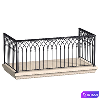 Balcony in oriental style. Arabian Fence balcony Forged 3D Model Vray, Corona