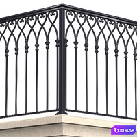 Balcony in oriental style. Arabian Fence balcony Forged 3D Model Vray, Corona