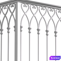 Balcony in oriental style. Arabian Fence balcony Forged 3D Model Vray, Corona