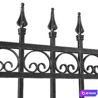 Fence in classic style with wrought iron railing.Entrance to the house.Wrought Iron Entry Gate 3D Model Vray, Corona