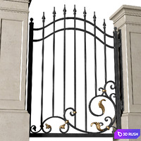 Forged gates in a classic style.DUAL Entrance Driveway Fence Iron Gate set 3D Model Vray, Corona