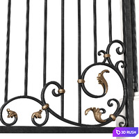 Forged gates in a classic style.DUAL Entrance Driveway Fence Iron Gate set 3D Model Vray, Corona