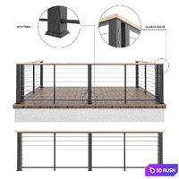 Cable railing 3D Model Vray