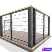 Cable railing 3D Model Vray