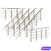Stainless steel railing 3D Model Corona