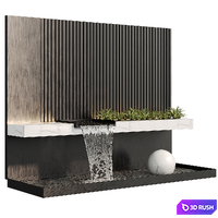 Modernist wall fountain 02 3D Model Vray, Corona