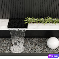 Modernist wall fountain 02 3D Model Vray, Corona