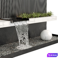 Modernist wall fountain 02 3D Model Vray, Corona