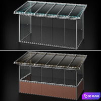 Metal glazed veranda terrace 3D Model Vray, Corona