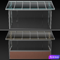 Metal glazed veranda terrace 3D Model Vray, Corona