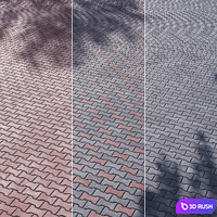 Paving Concrete Set 02 3D Model Vray, Corona