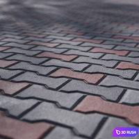 Paving Concrete Set 02 3D Model Vray, Corona