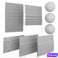 Wicker roman curtain set 3D Model Corona