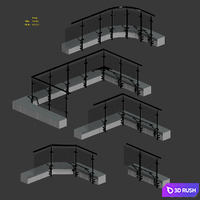 Railings for balconies, terraces. 5 models 3D Model Vray, Corona