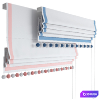 Roman Curtains 189 | Roman Shade with Pompoms and Ribbons 3D Model Vray