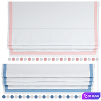 Roman Curtains 189 | Roman Shade with Pompoms and Ribbons 3D Model Vray