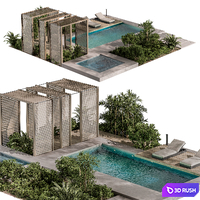 Landscape Furniture Backyard 80 3D Model Vray, Corona