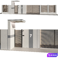 Modern aluminum and concrete fence 02 3D Model Corona