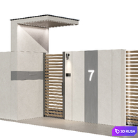 Modern aluminum and concrete fence 02 3D Model Corona