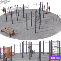 Outdoor workout area 02 3D Model Vray, Corona