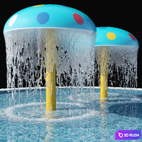 Water park mushroom 3D Model Vray, Corona