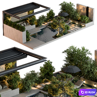 Landscape Furniture Backyard with Pool 93 3D Model Vray, Corona