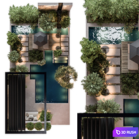 Landscape Furniture Backyard with Pool 93 3D Model Vray, Corona
