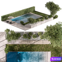 Landscape Furniture Backyard with Pool 95 3D Model Vray, Corona