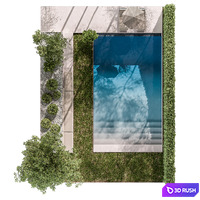 Landscape Furniture Backyard with Pool 95 3D Model Vray, Corona