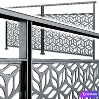 Set of modern railings 2 3D Model Vray, Corona