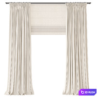 Curtains. Thick light flax 3D Model Corona