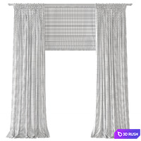 Curtains. Thick light flax 3D Model Corona