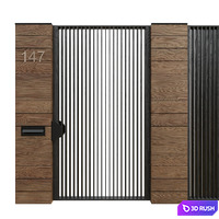 Entrance doors with a fence (gate) 3D Model Corona