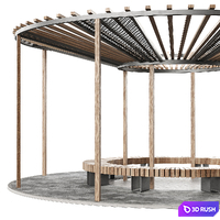 Set of pergolas (gazebos, canopies) with swings, benches 3D Model Vray, Corona