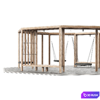 Set of pergolas (gazebos, canopies) with swings, benches 3D Model Vray, Corona