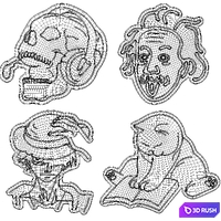 Albert Einstein Caboy Skull Cat Neon Light Modules Set 0013 3D Model Vray, Corona