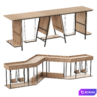 Set of pergolas (gazebos, canopies) with swings, benches 3 3D Model Vray, Corona