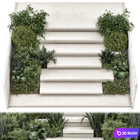 Backyard and Landscape Entrance and Exit Stairs - Set 2078 3D Model Vray, Corona