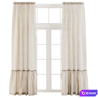 Ruffled Linen Curtains 3D Model Vray, Corona