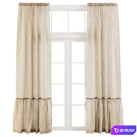 Ruffled Linen Curtains 3D Model Vray, Corona