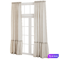 Ruffled Linen Curtains 3D Model Vray, Corona