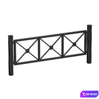 Street fencing metal fence 3D Model Vray, Corona