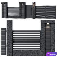 Modern aluminum and concrete fence_09 3D Model Corona